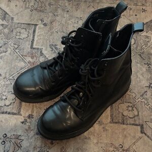Black Lace-Up Combat Boots